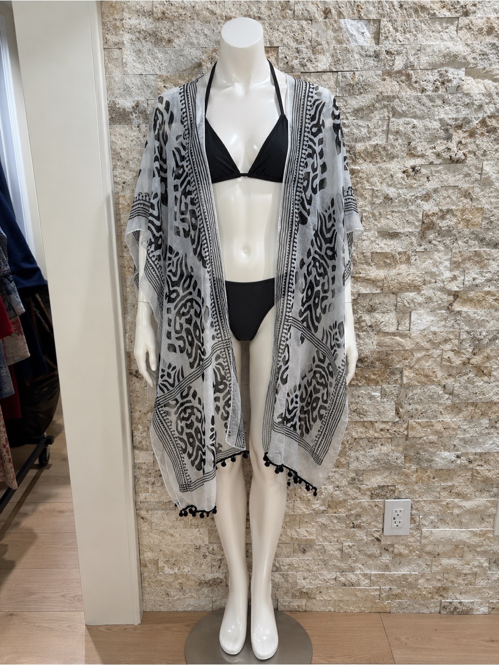 Black and‎ white bathing suit cover-up